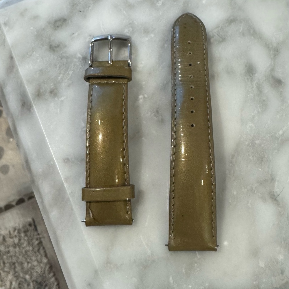 Michele Glossy Olive Green Leather Watch Strap